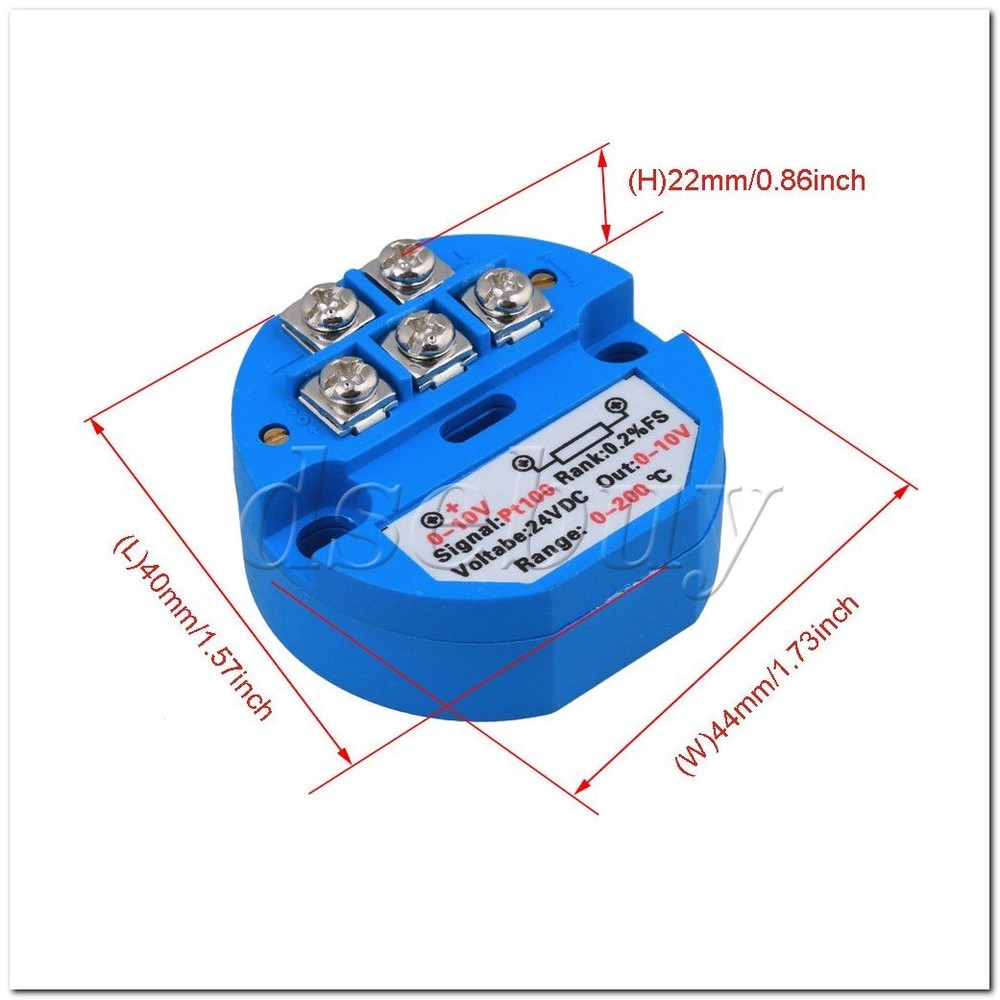 2x Plastic PT100 Temperature Transmitter Sensor 0~200 Degree 24V DC Output 0-10V