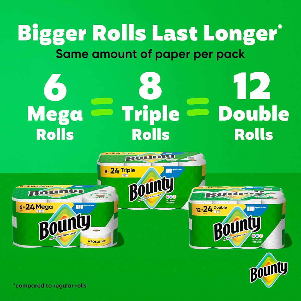 Select-A-Size Paper Towels, White, 8 Triple Rolls = 24 Regular Roll