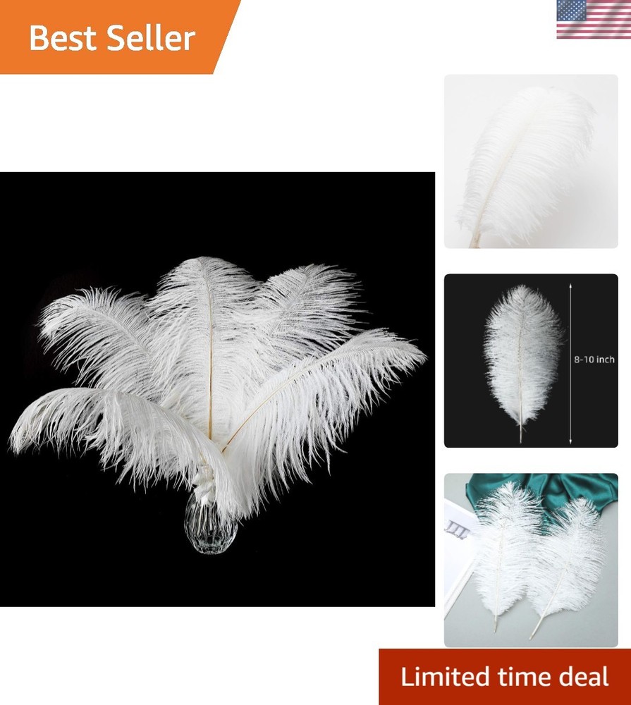 Luxurious Large White Ostrich Feathers - 24pcs for Weddings & Party Centerpieces