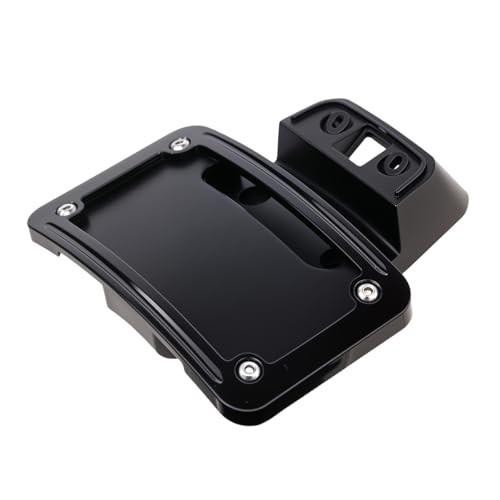 Motorcycle Curved Laydown License Plate Mount Bracket Compatible for Black