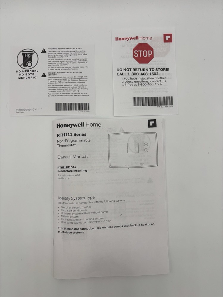 Honeywell Home RTH111B Thermostat Non-Programmable Digital Tested CC