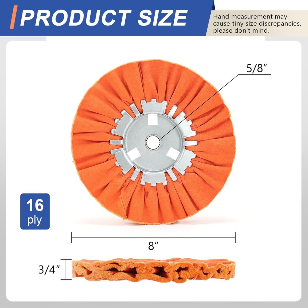 8" Airway Buffing Wheel for Angle Grinder, 16 Plys, 2PCS