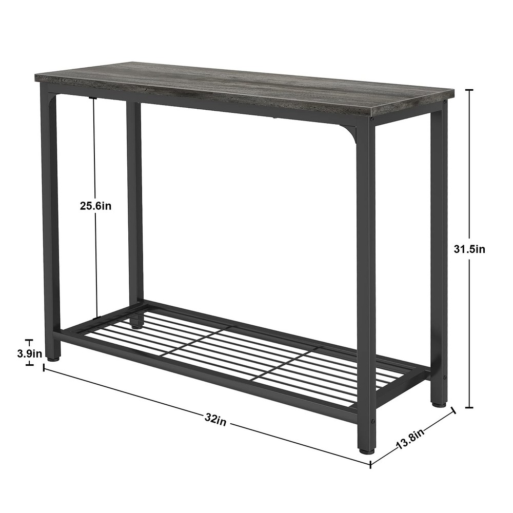 Console Table Sofa Table with Mesh Shelves, 2 Tier Entryway Table Foyer Table...