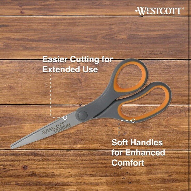 6 Pack Westcott Titanium Bonded 8" Titanium Multi-Purpose/Heavy Duty Scissors