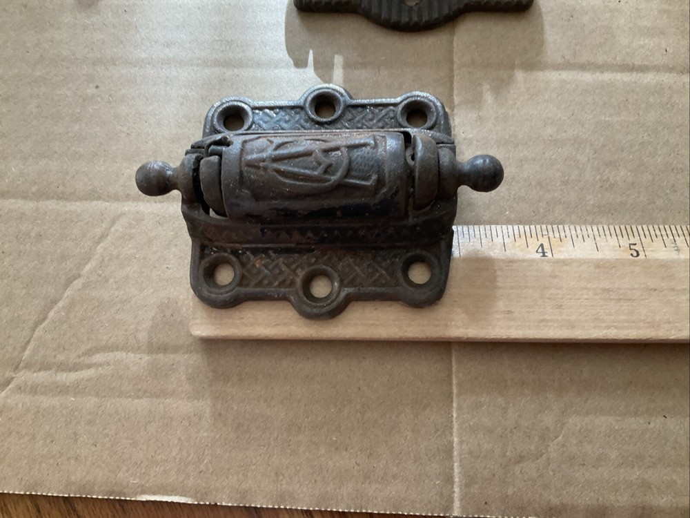 Antique Ornate Victorian Cast Iron Spring Hinge Lot