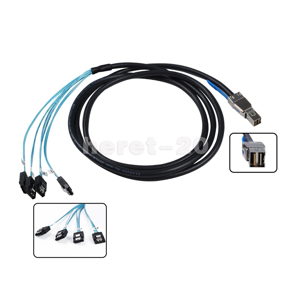 Mini External SAS HD 12GB/S SFF-8644 to 4 X SATA High-Performance Cable 2Meter