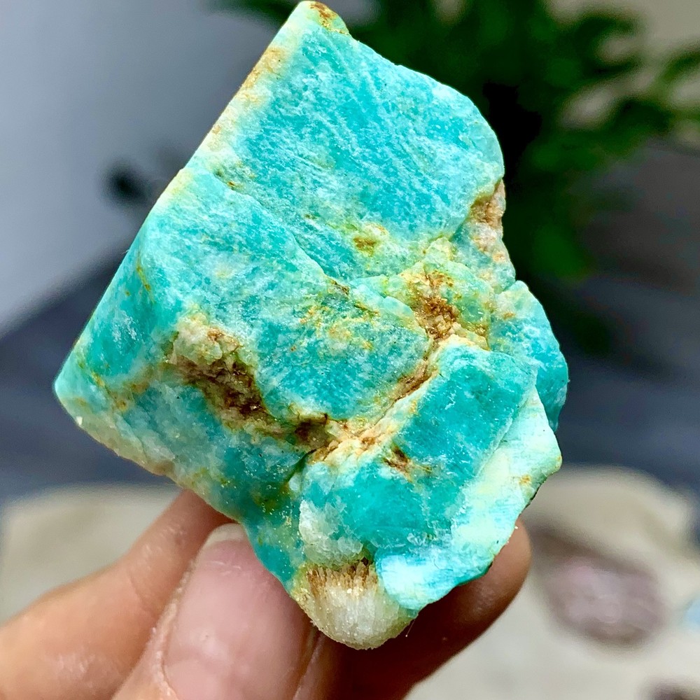 56G Rare!! Natural beautiful Amazonite with Quartz Crystal Specimen Rough