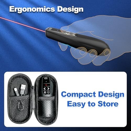 Wireless Presentation Clicker with Case, USB-C Red Laser Pointer for PowerPoint,