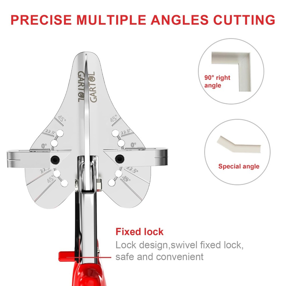 GARTOL Precise Miter Shears, 22.5°-135° Adjustable Angle Cutter Large, Red