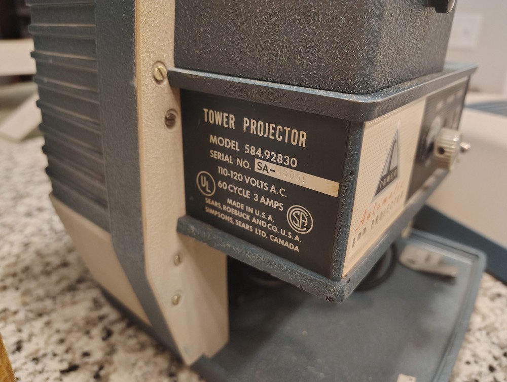 🔥Sears 8mm Tower Projector with Original Tag and Box Manuals