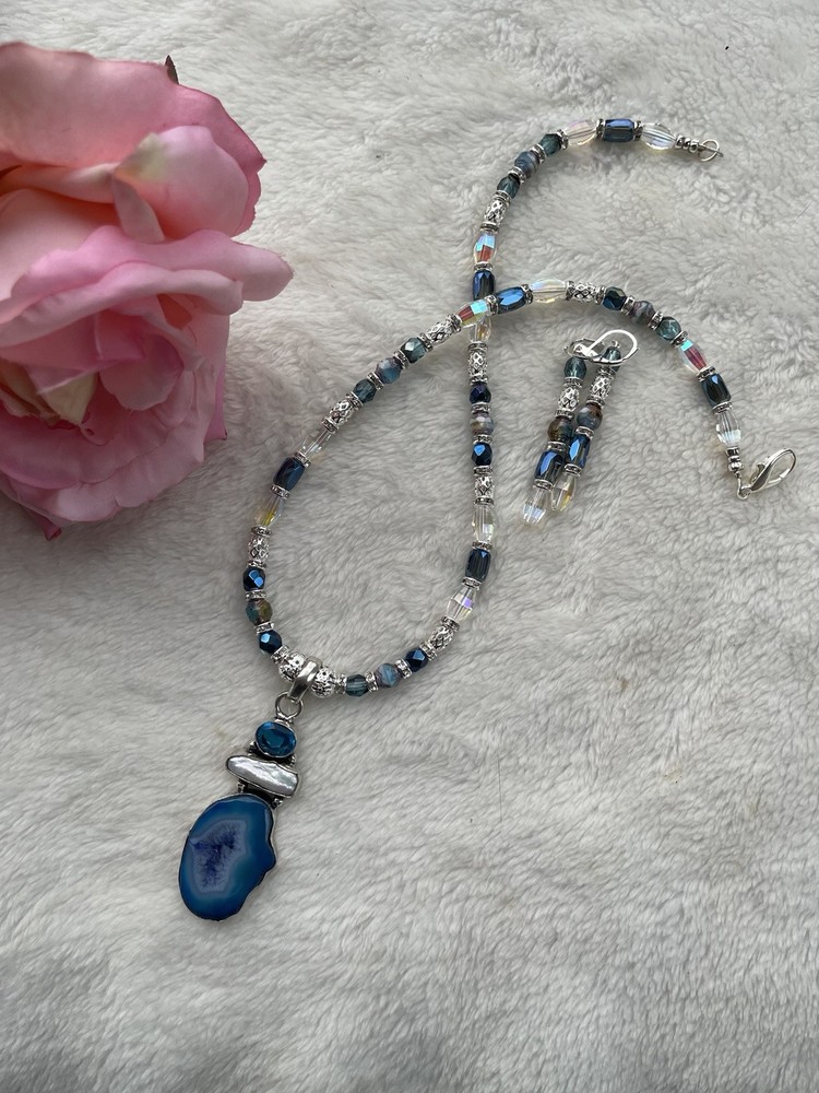 Custom Made Geode Slice Necklace Set. Each Design I Create Will Be An Original.