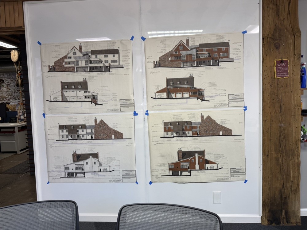 Architectural Renderings 4 Sheets Hand-Colored Elevations 30x42  Design Drawings