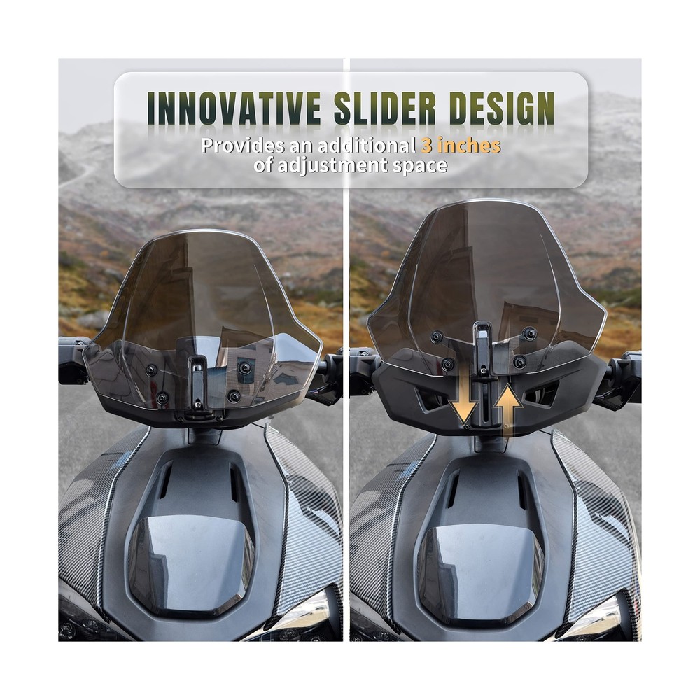 Adjustable Front Dark Tinted Windshield for Can Am Ryker, KATIMOTO Tinted Cle...