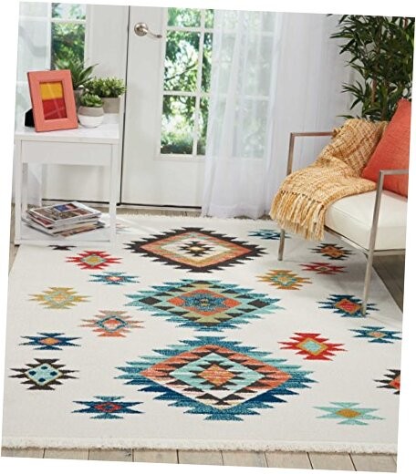 Transitional Decor Transitional White 5'3'' x 7'6'' Area-Rug, Easy-Cleaning,
