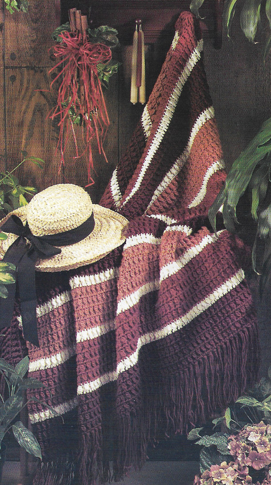 Cinnamon Stripe Afghan crochet PATTERN INSTRUCTIONS