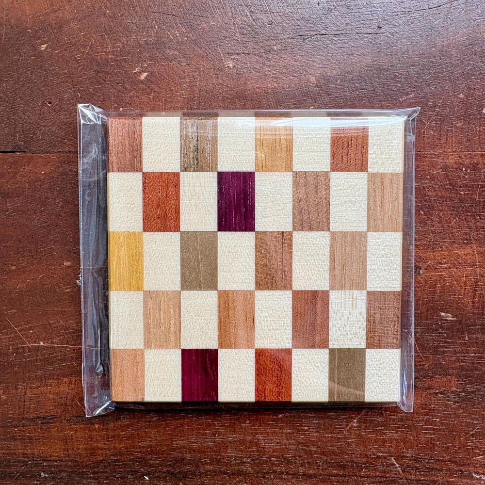 Ruchie Yosegi Wood Checkered Coaster M size
