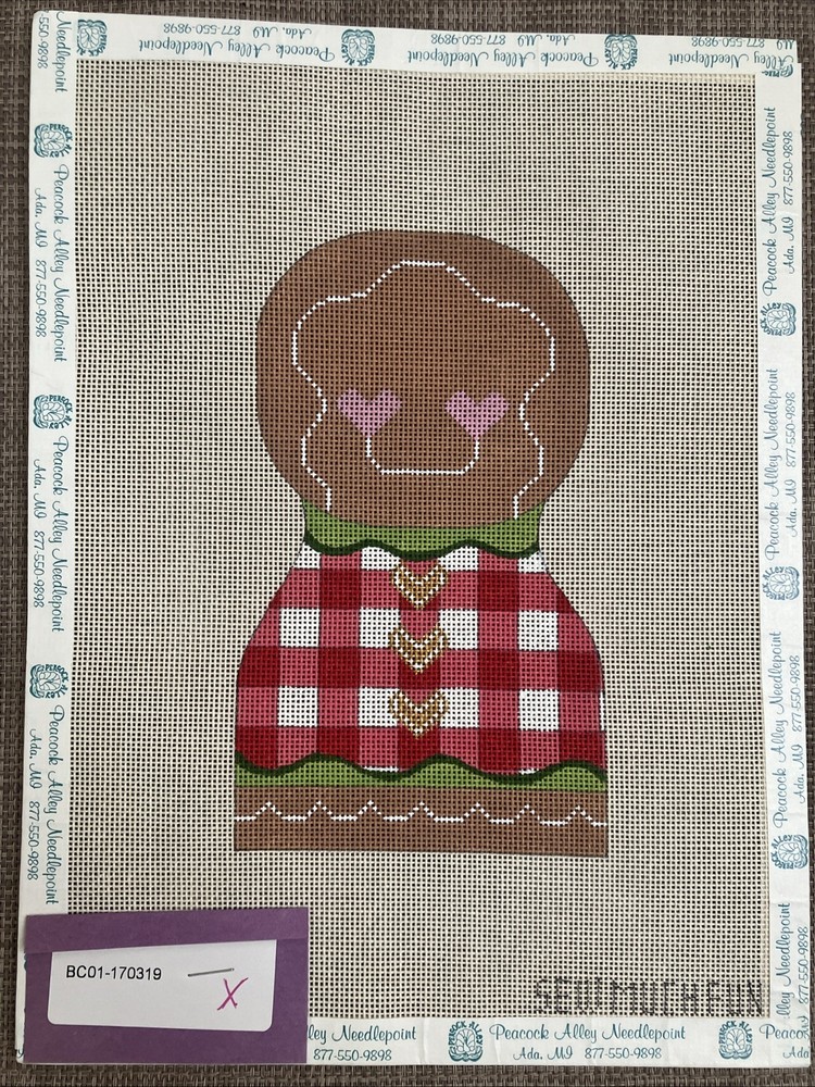 Handpainted Needlepoint Canvas | Gingerbread Girl | **Read Description**