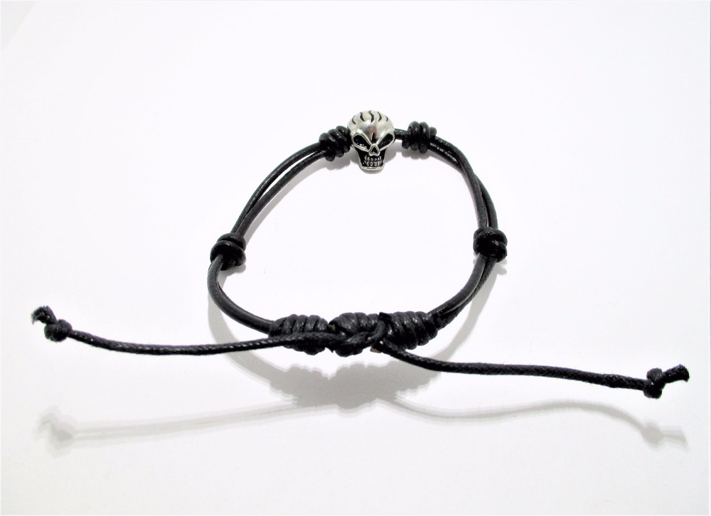 Handmade Leather Skull Head Bracelet