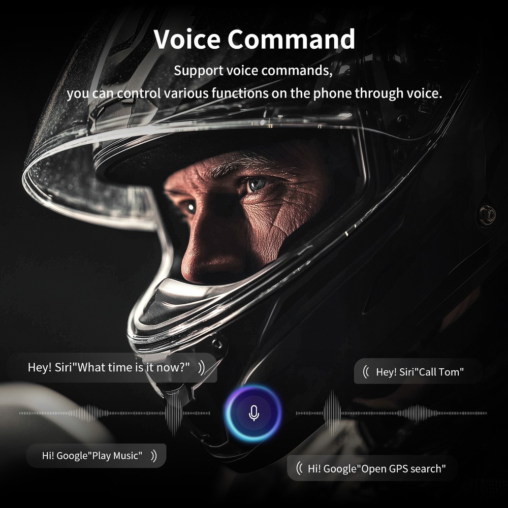 T6 Motorcycle Bluetooth Headset Helmet Intercom 2-Way 1000m Communication +Shell