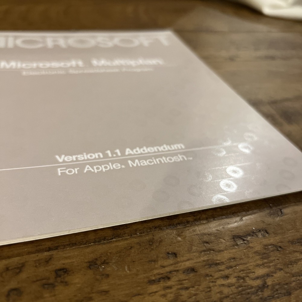 Vtg Microsoft Multiplan Electronic Spreadsheet Program Ver 1.1 Addendum Manual