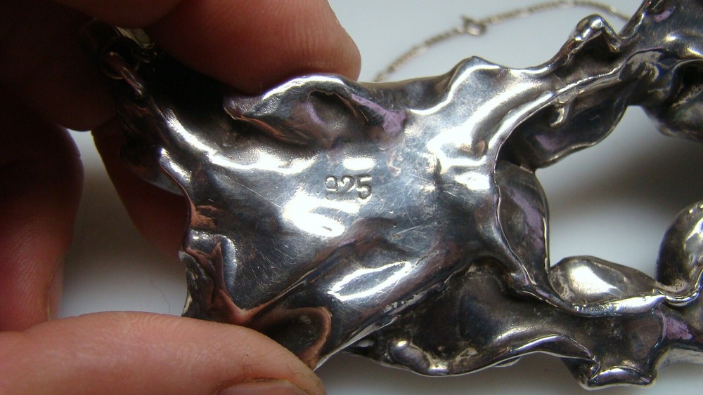 🌟Large Sterling Vintage Brutalist Modernist Silver Statement Necklace
