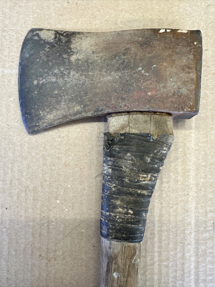 Vintage Unmarked As Found Camp Axe With Wood Handle 19”
