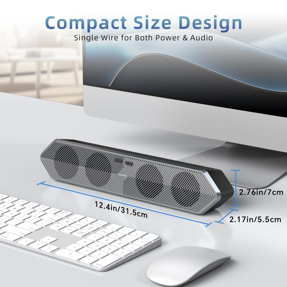Computer Speakers for Desktop Pc, Wired USB Powered Bluetooth PC Speakers