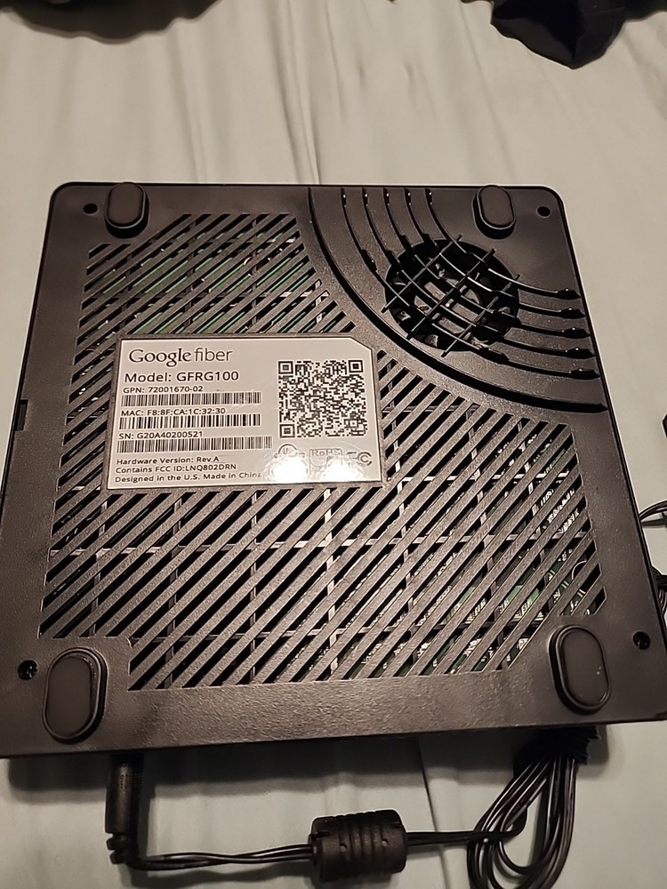 Google Fiber Network Box Model GFRG100 With Power Adapter
