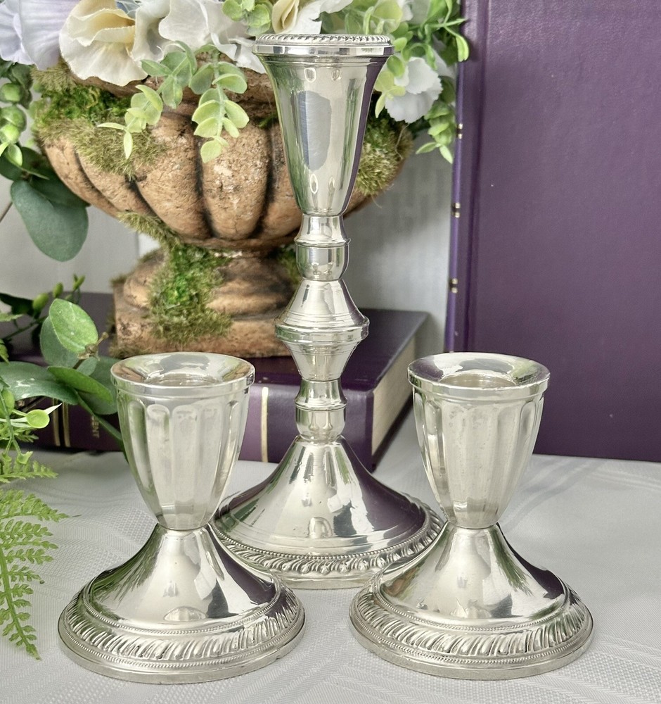 Candle Holders Sterling Silver Console Candlesticks Silver Dinner Candle Holders