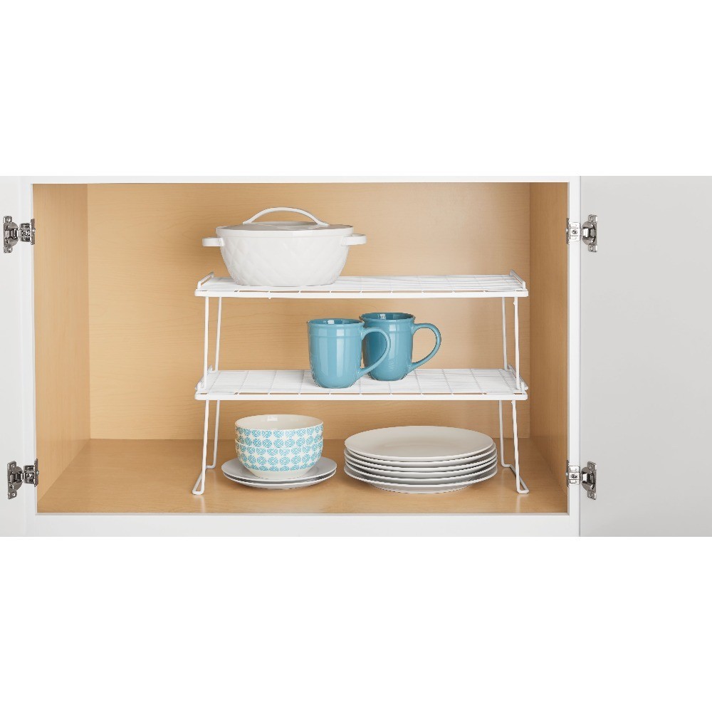 Metal Wire Stacking Shelf Organizer Kitchen Cabinet Pantry Storage Rack 22x10x7