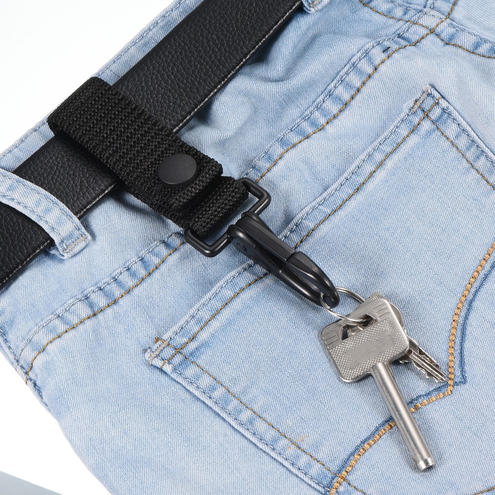 Belt Keeper Set, Nylon Webbing Strap Loop Key Holder with Snaps, Black 5pcs
