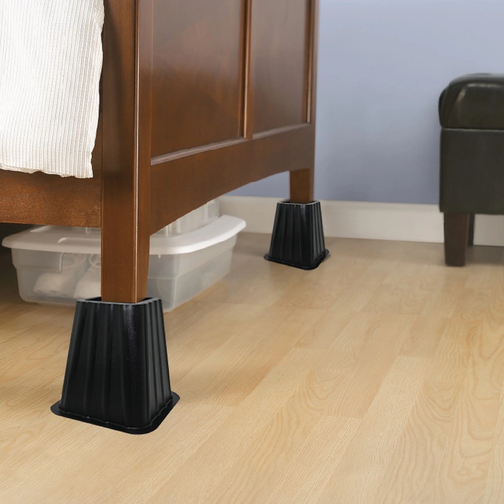 Mainstays Black Plastic Bed Risers, 4-Pack, Raises Bed for Storage
