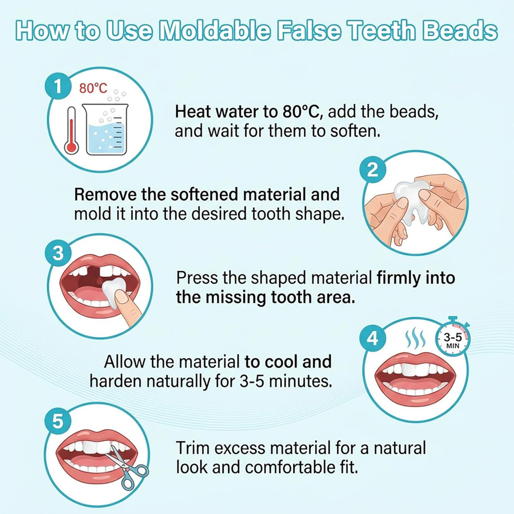 100G Bead Teeth Tooth Solid Gel Replacement Moldable Thermal Fitting Bead Teeth