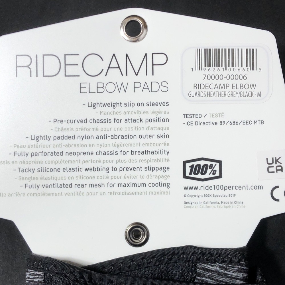 100% Ridecamp Elbow Guards Gray/Black Medium BW5