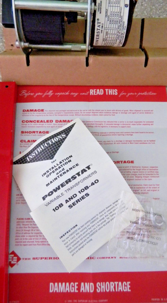 Superior Electric POWERSTAT 10B-2 Variable Transformer