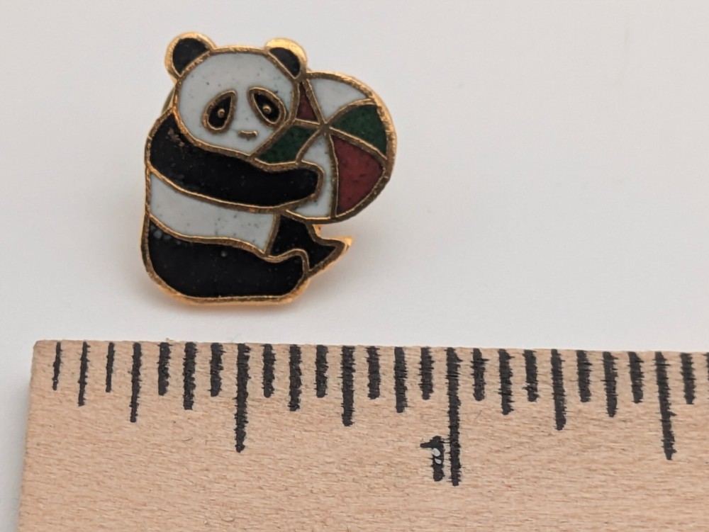 Panda Bear Holding a Beach Ball Lapel Pin