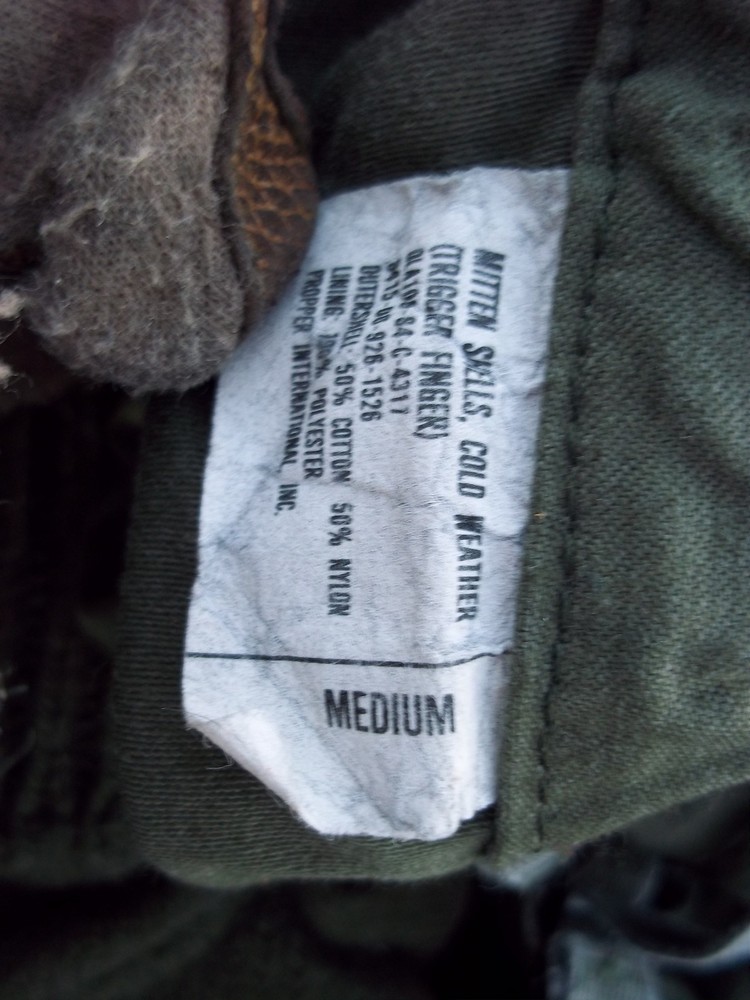 MILITARY SURPLUS TRIGGER FINGER MITTEN SET ARMY SHELL+ INSERTS SIZE MEDIUM