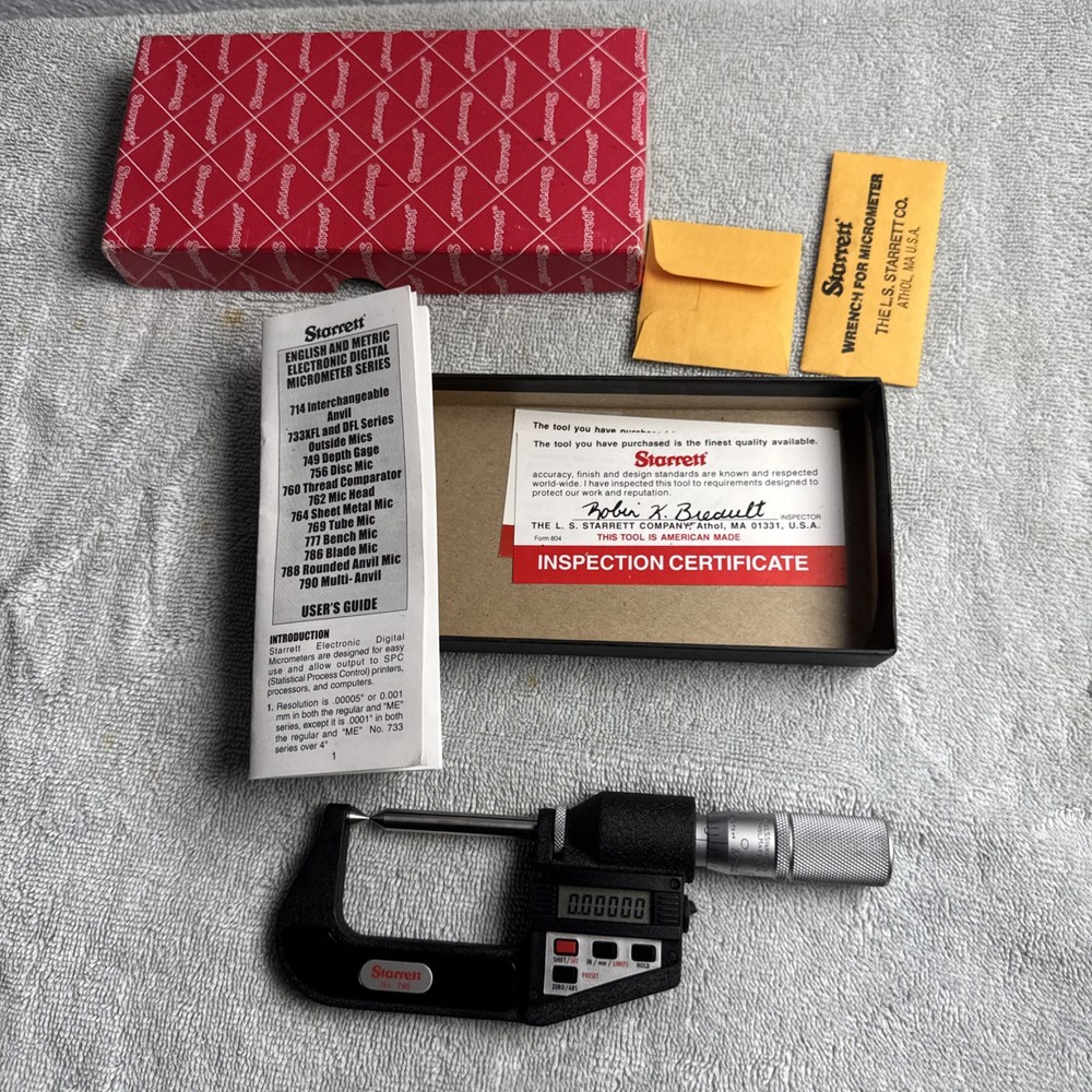 Starrett 760FL Electronic Screw Thread Comparator Micrometer + Box & New Battery