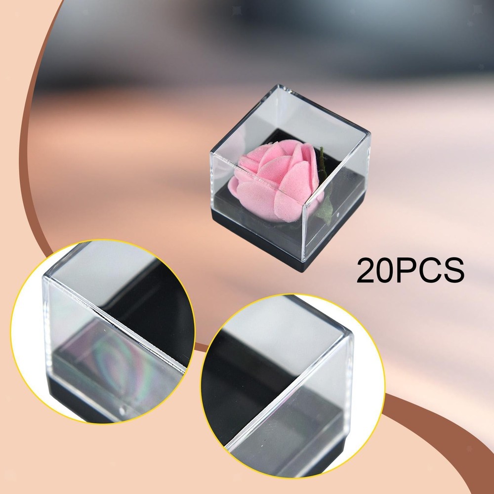 20 Pieces Mineral Display Boxes Showcase Multifunctional Square Dustproof