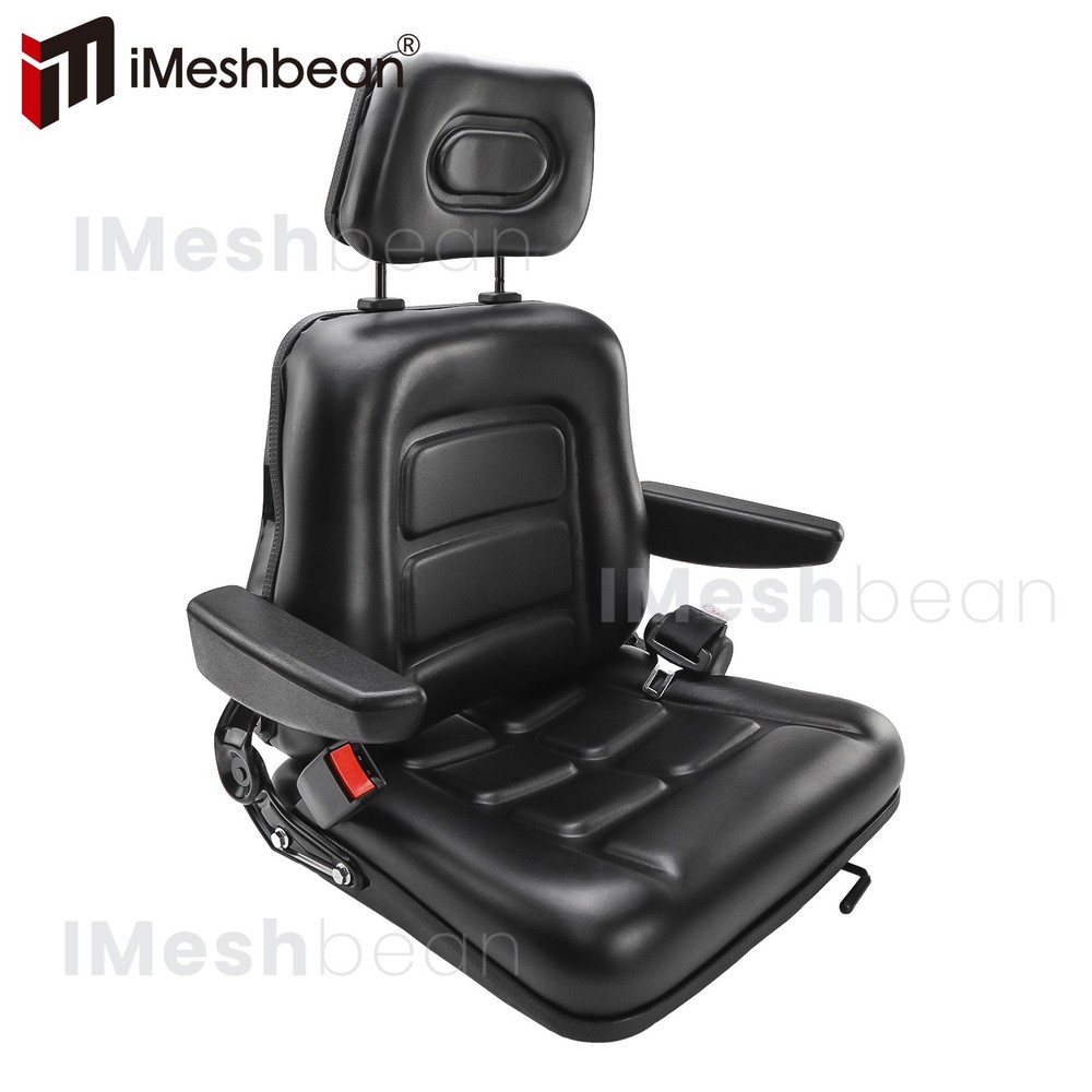 Universal Tractor Forklift Seat Excavator Adjustable Backrest Armrest Safty Belt