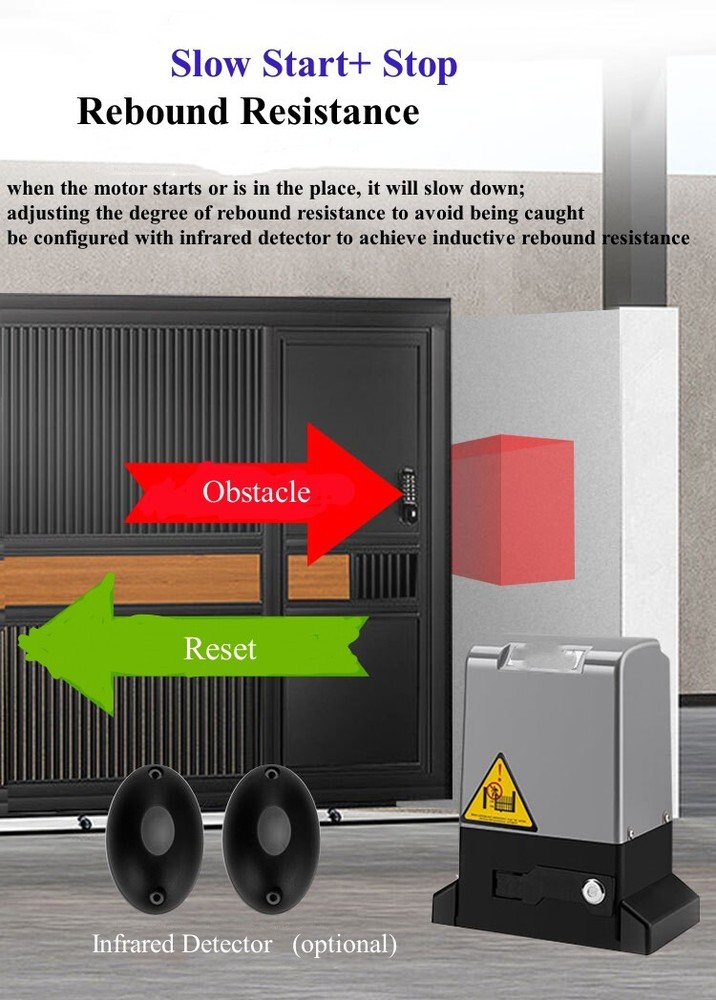 4400lbs Automatic Electric Sliding Gate Opener Motor Operator w/Remote Control