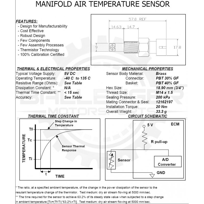 Genuine Delphi Fast Response GM Intake Air Temperature Sensor Metric Thread M14
