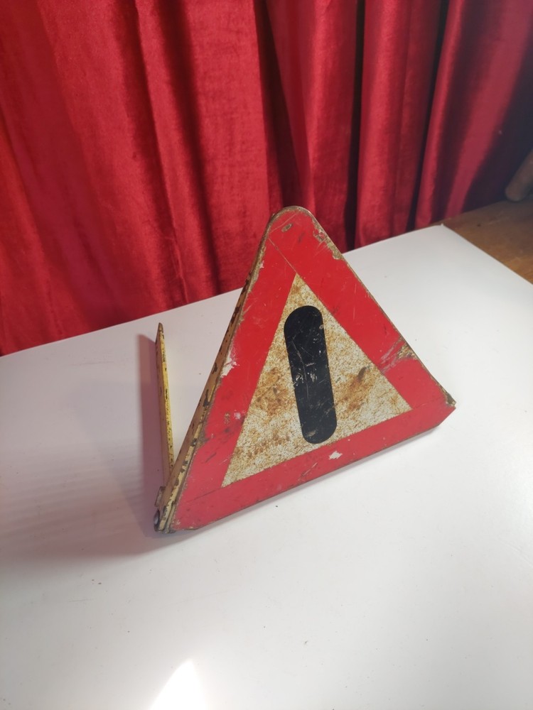 Vintage Iron Warning Triangle Road Sign