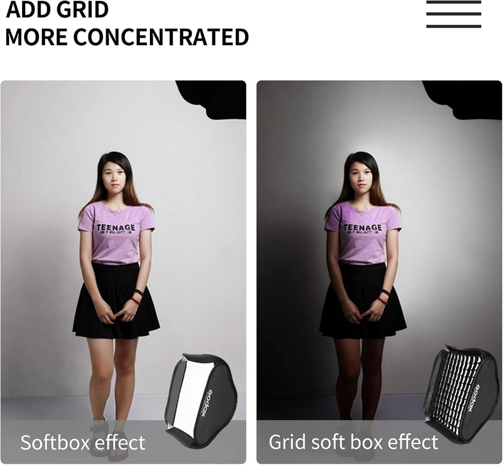 32"X 32" /80X80Cm Foldable Flash Softbox Kit with Grid, S-Type Speedlite Bracket