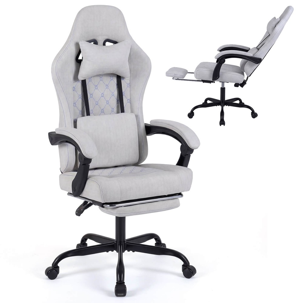 Height Adjustable Computer Chair w/Headrest, Lumbar Support, Linkage Armrests