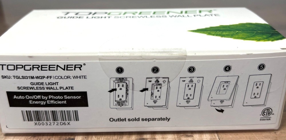 TopGreener Guide Light, Screwless Wall Plate Auto On/Off Energy Efficient