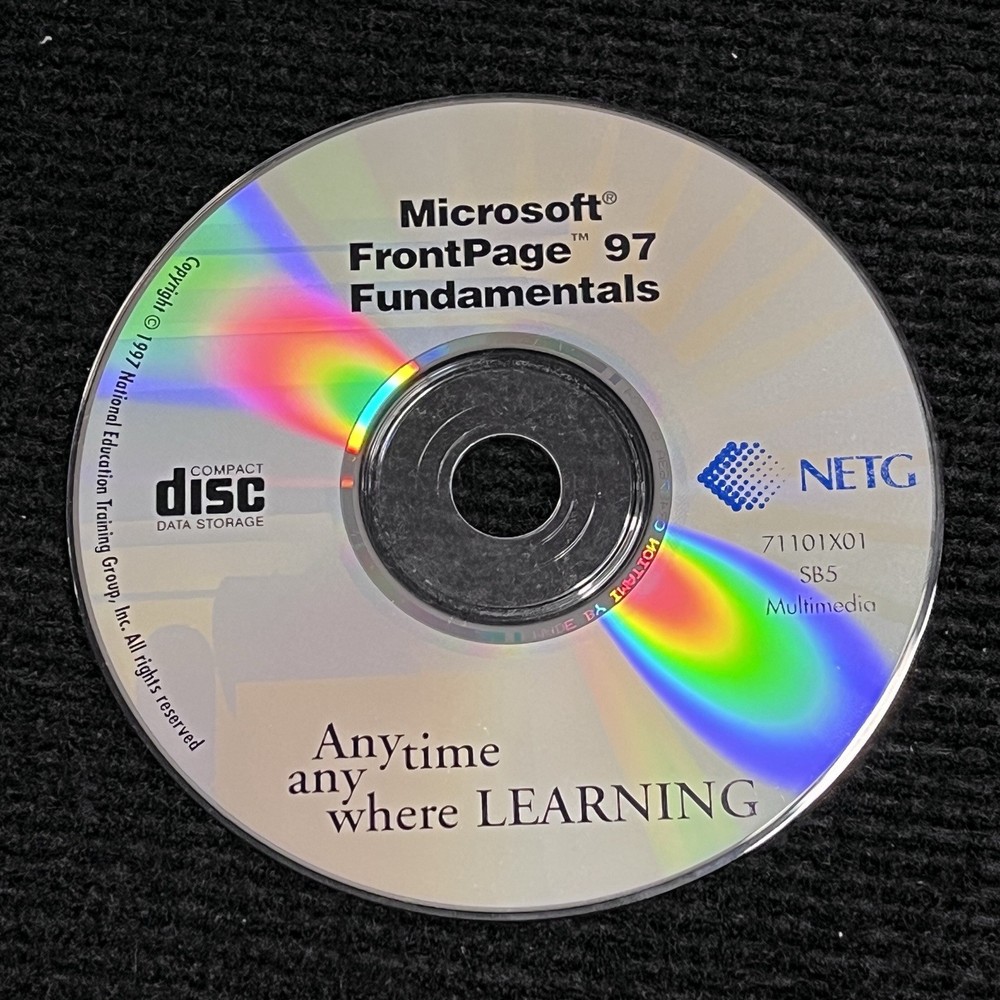 Microsoft FrontPage 97 Fundamentals Training Software CD ROM NETG Web Design