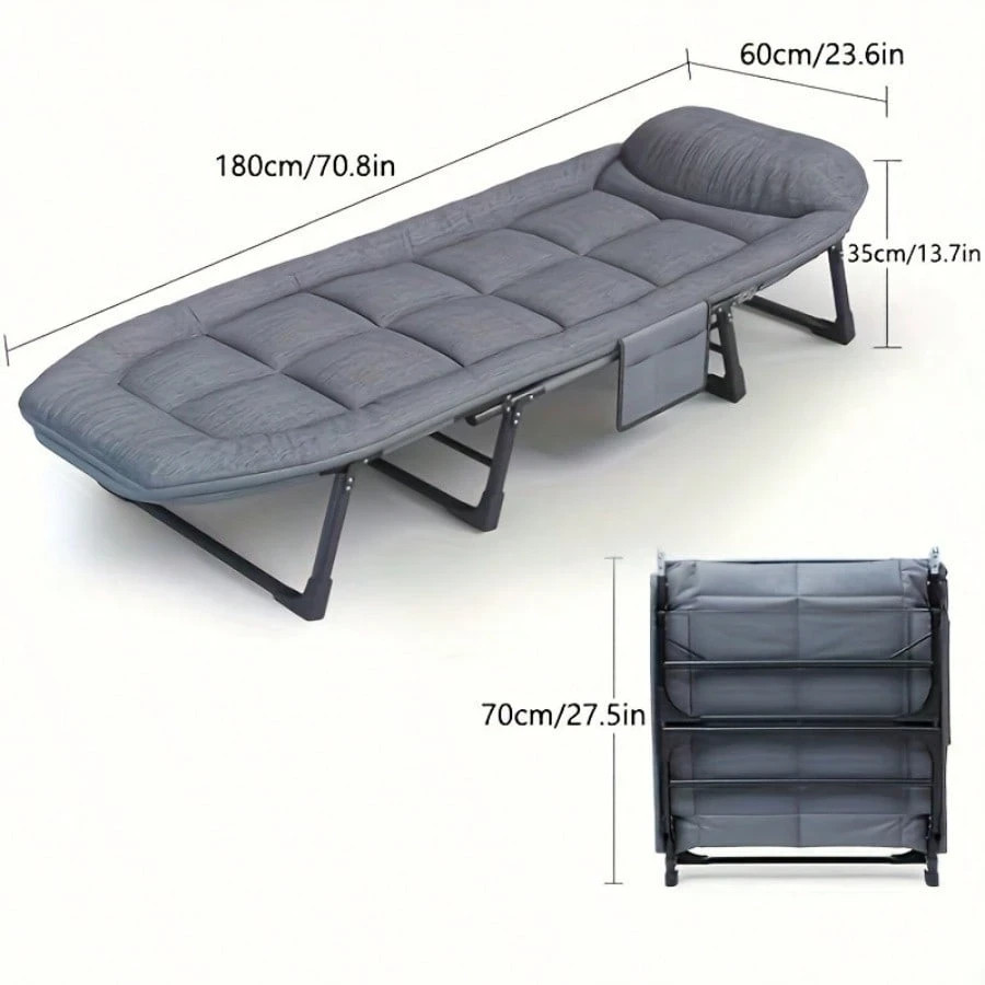 Heavy Duty Folding Bed with Adjustable Headrest for Camping/Outdoor