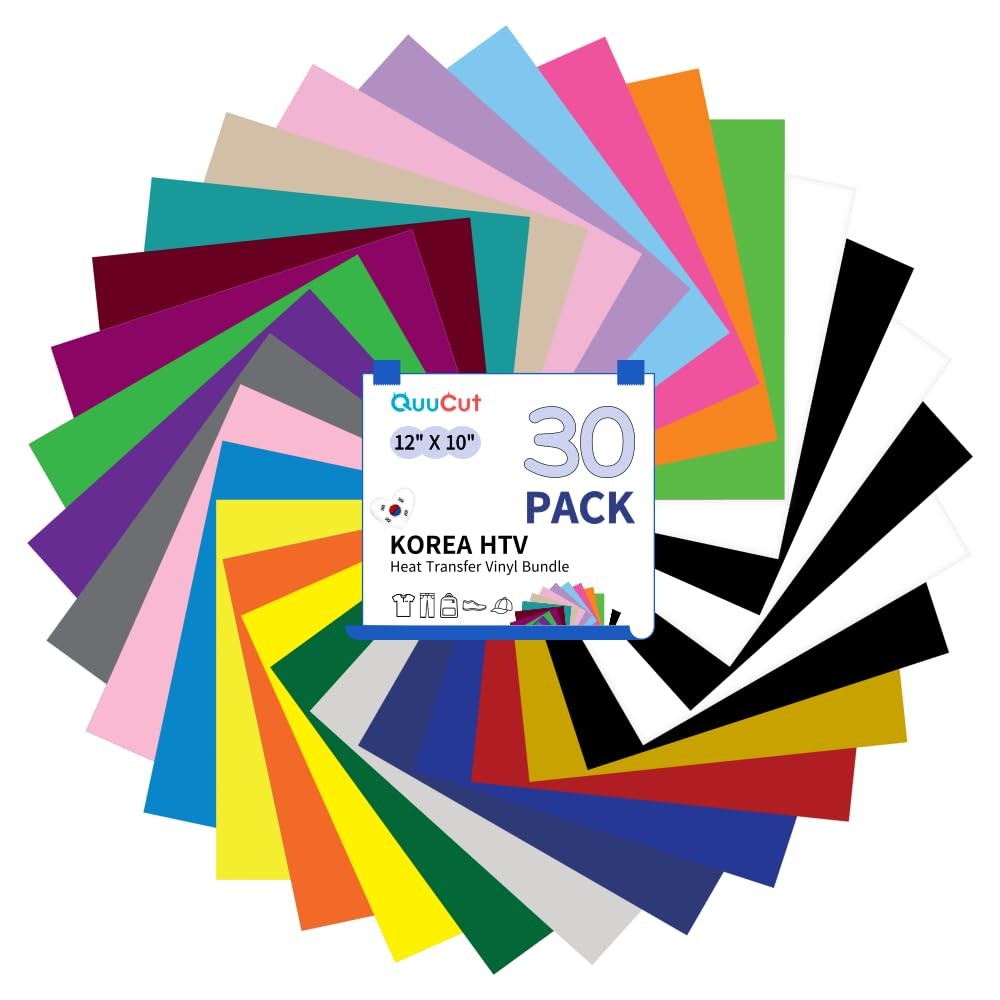 30 Pack HTV Heat Transfer Vinyl 12x10" Sheets