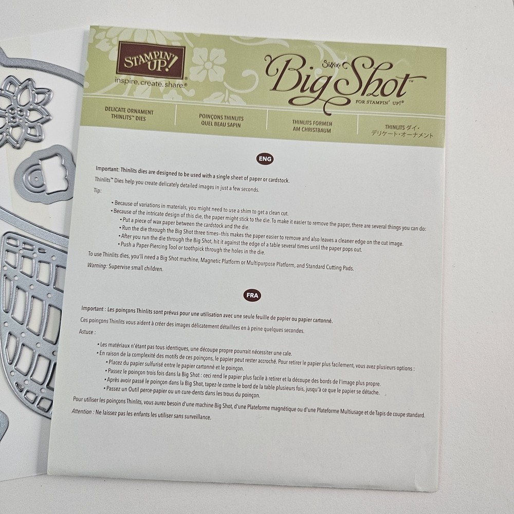 Stampin Up Big Shot Delicate Ornament Thinlits Dies